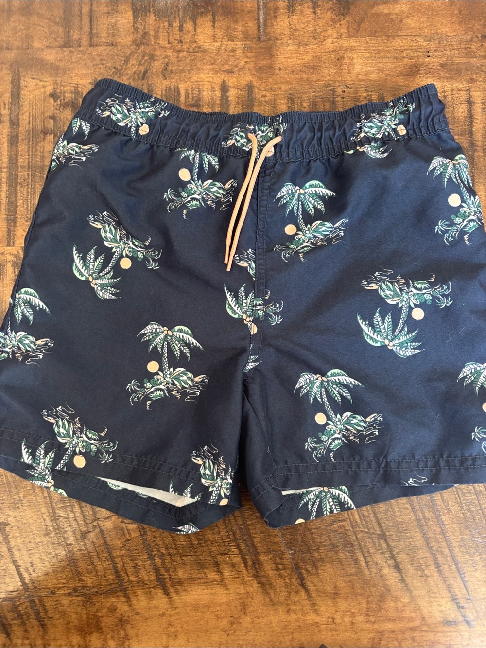 Boys Janie & Jack Navy Palm Print Swim Shorts